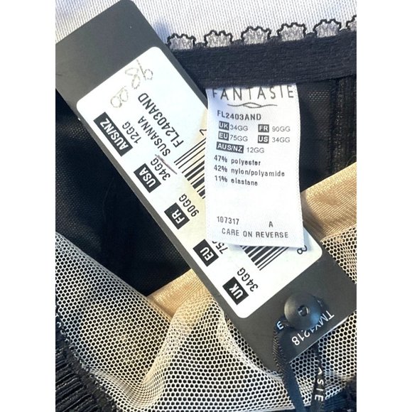 Fantasie 34 GG Corset New With Tags Sexy Lingerie See-through Back Lace Elastic - Picture 10 of 10